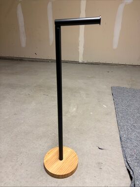 Minimal Black Metal & Bamboo Toilet Paper Holder